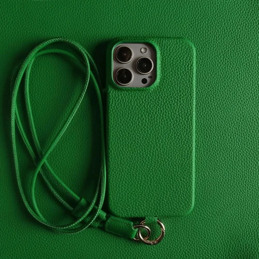 Genuine Cowhide Leather Crossbody iPhone Case