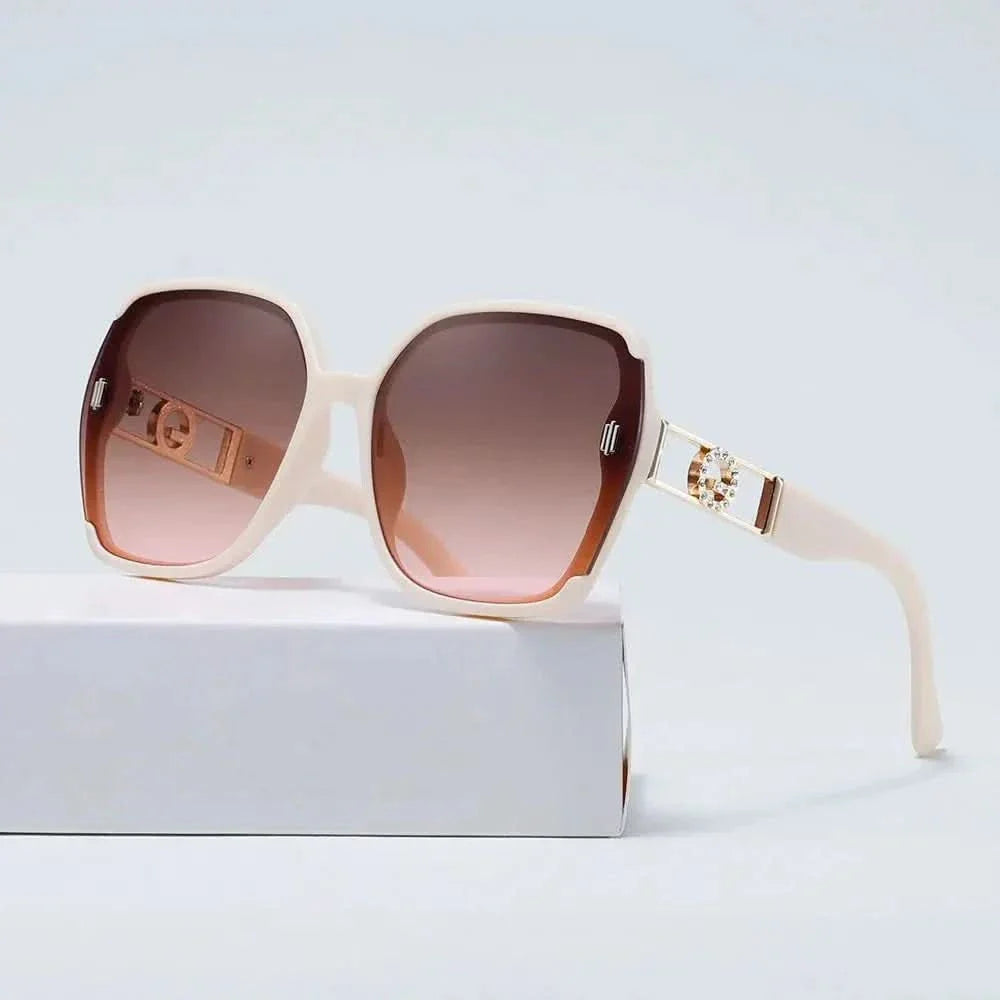 GIOVANNA CRYSTAL | Crystal Gold Oversized Sunglasses | UV400