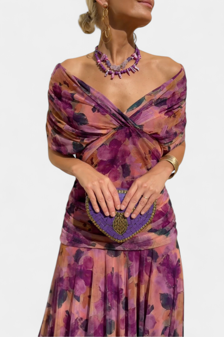 FREYA | Flowing Floral V Neck Dress