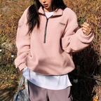 AVALANNA | Comfy Fuzzy Half Zip Long Sleeve Sweatshirt