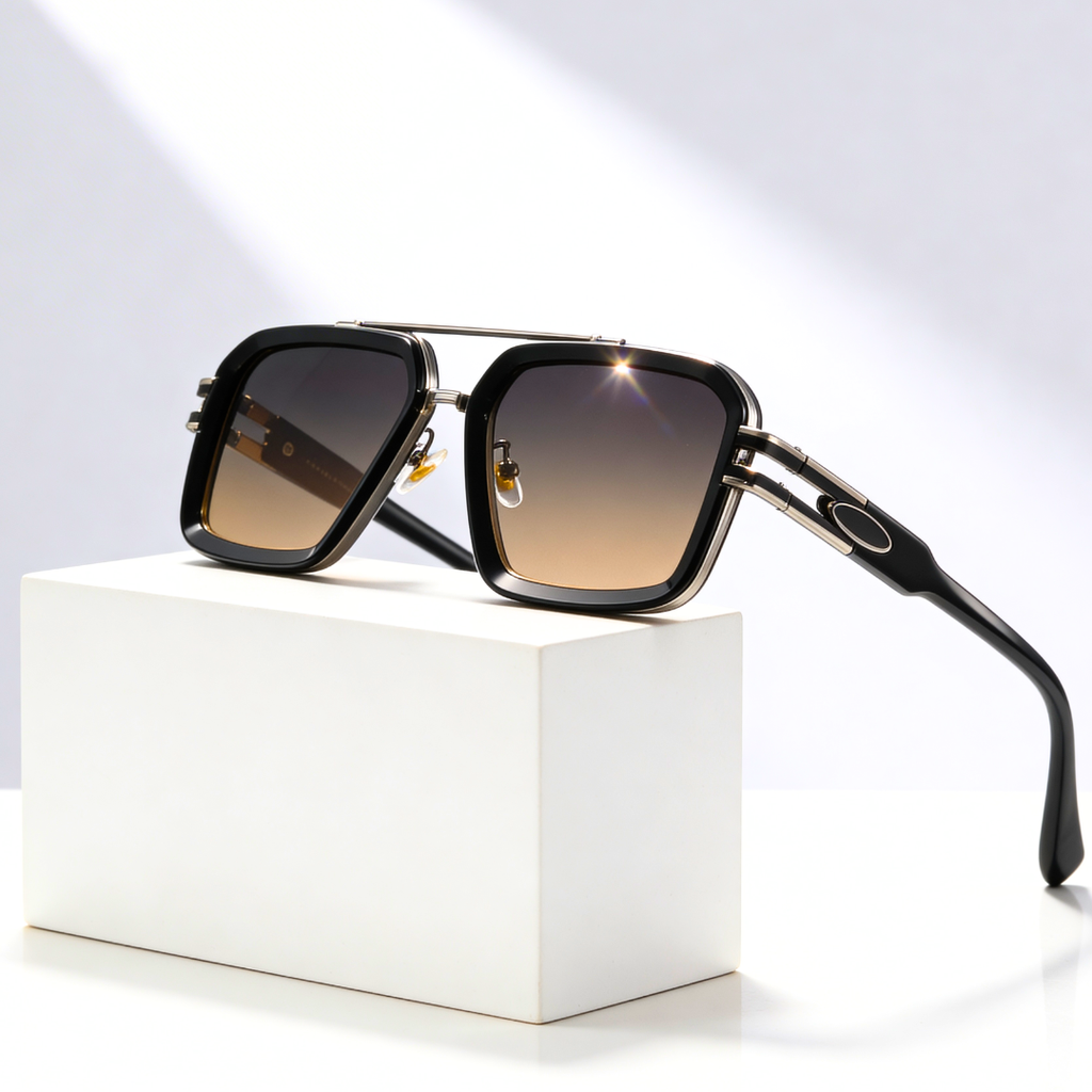 GRID MASTER | Flat-Lens Square Sunglasses | UV400 Metal Detail