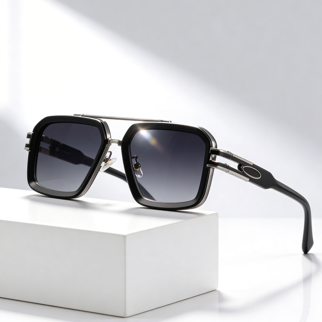 GRID MASTER | Flat-Lens Square Sunglasses | UV400 Metal Detail