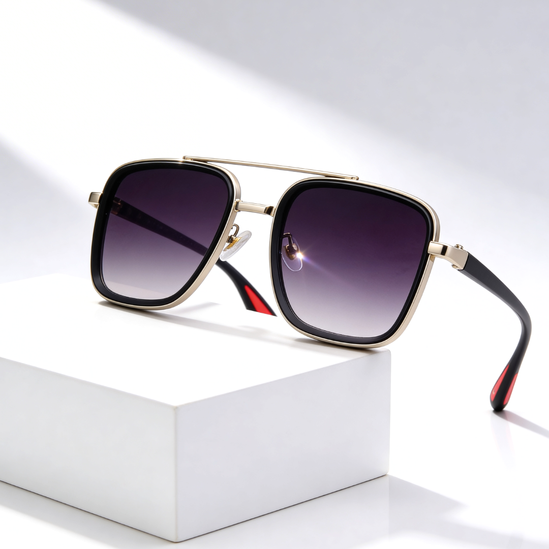 RIFT NOIR X | Square Metal-Acetate Sunglasses | UV380