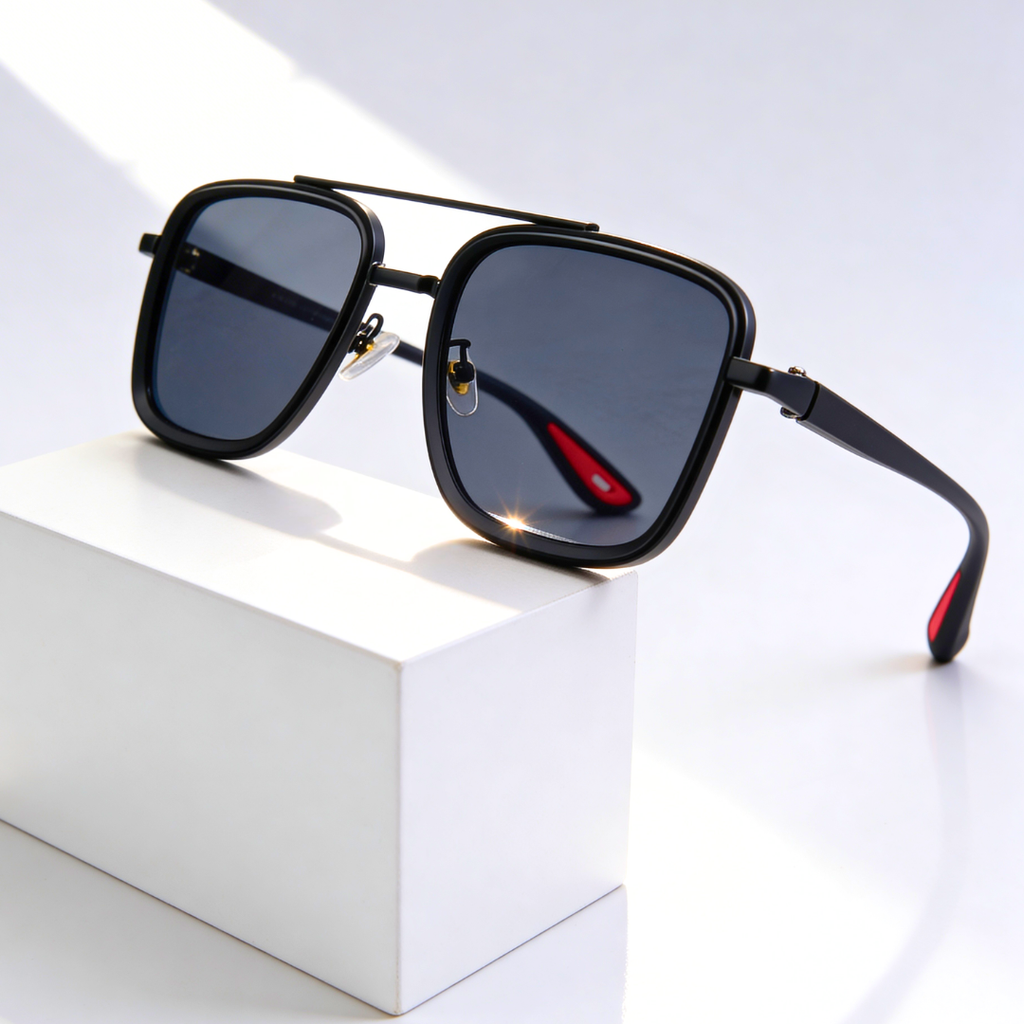RIFT NOIR X | Square Metal-Acetate Sunglasses | UV380