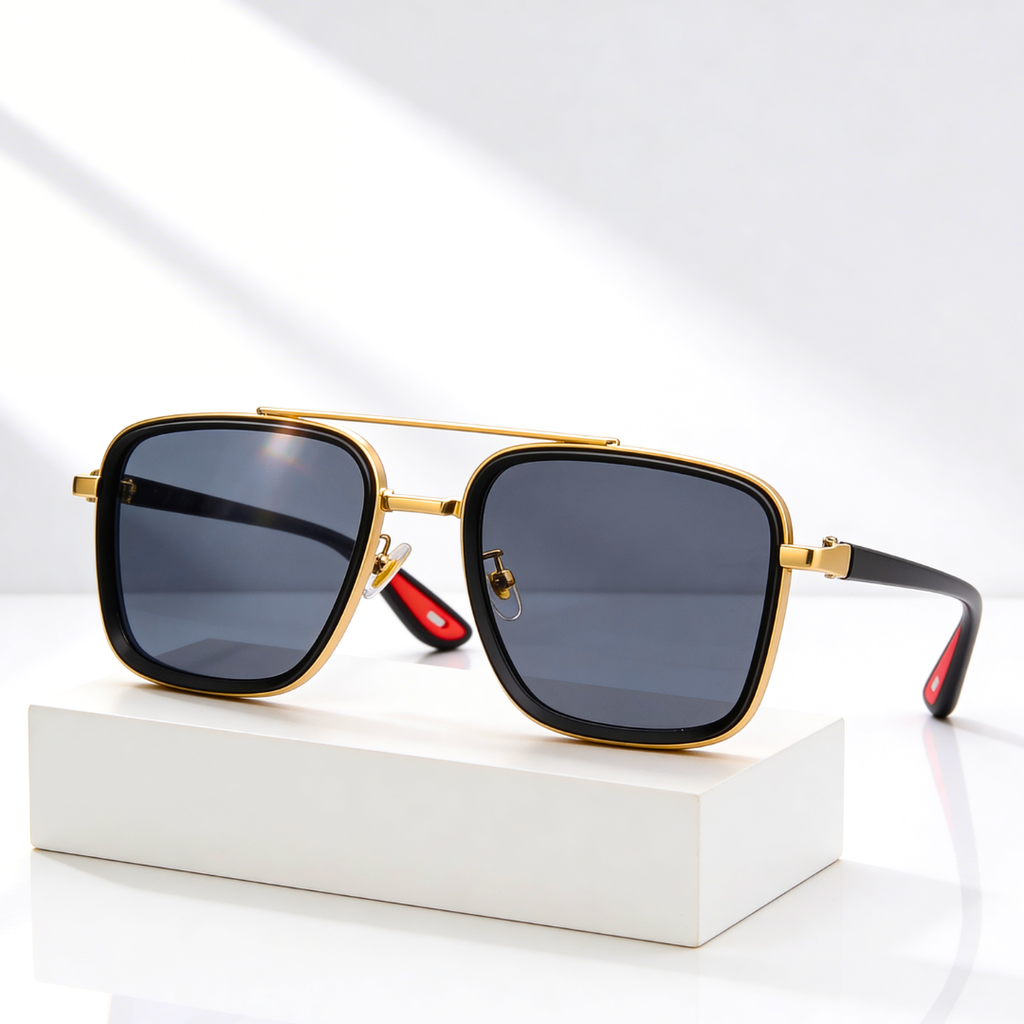 RIFT NOIR X | Square Metal-Acetate Sunglasses | UV380