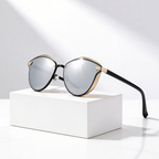 ARIA MIRROR | Mirrored Cat Eye Sunglasses | UV400 Gold Trim