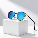 ARIA MIRROR | Mirrored Cat Eye Sunglasses | UV400 Gold Trim