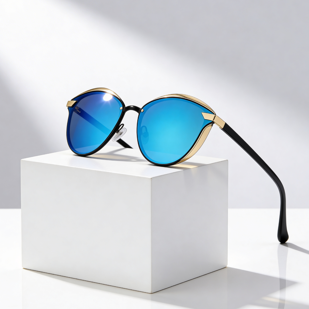 ARIA MIRROR | Mirrored Cat Eye Sunglasses | UV400 Gold Trim