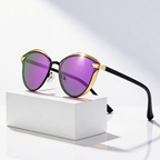 ARIA MIRROR | Mirrored Cat Eye Sunglasses | UV400 Gold Trim