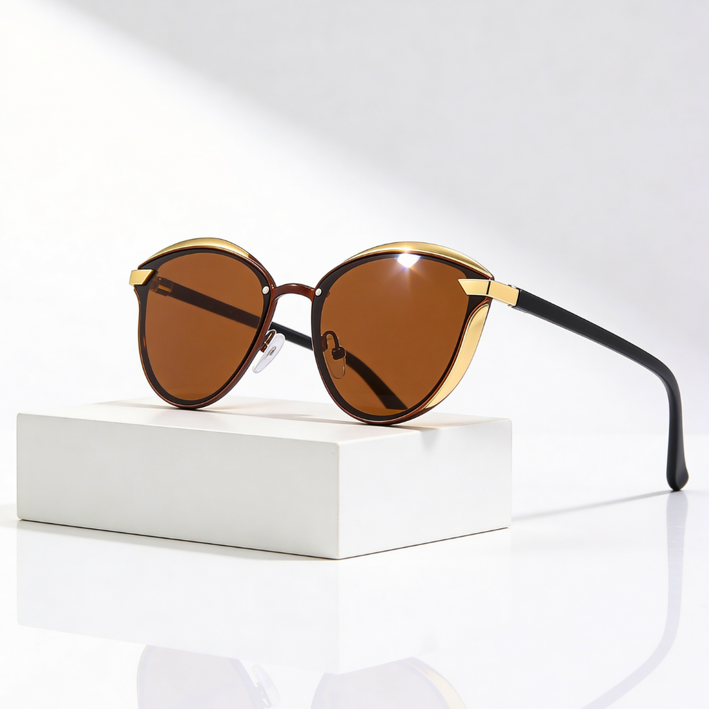 ARIA MIRROR | Mirrored Cat Eye Sunglasses | UV400 Gold Trim