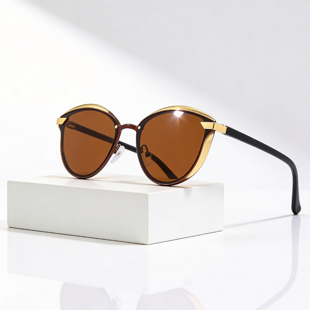 ARIA MIRROR | Mirrored Cat Eye Sunglasses | UV400 Gold Trim