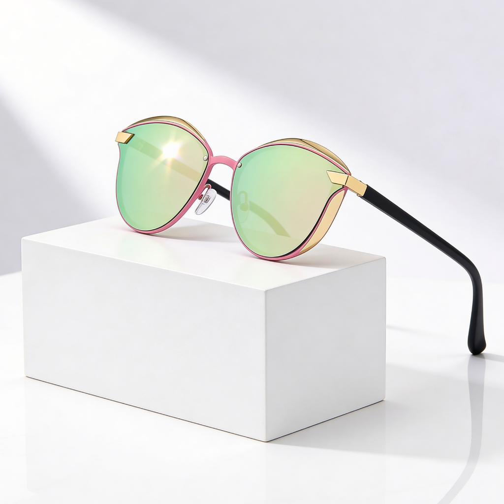 ARIA MIRROR | Mirrored Cat Eye Sunglasses | UV400 Gold Trim