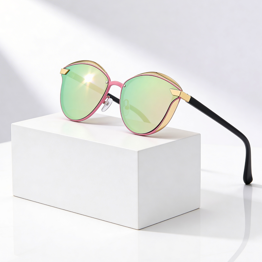 ARIA MIRROR | Mirrored Cat Eye Sunglasses | UV400 Gold Trim