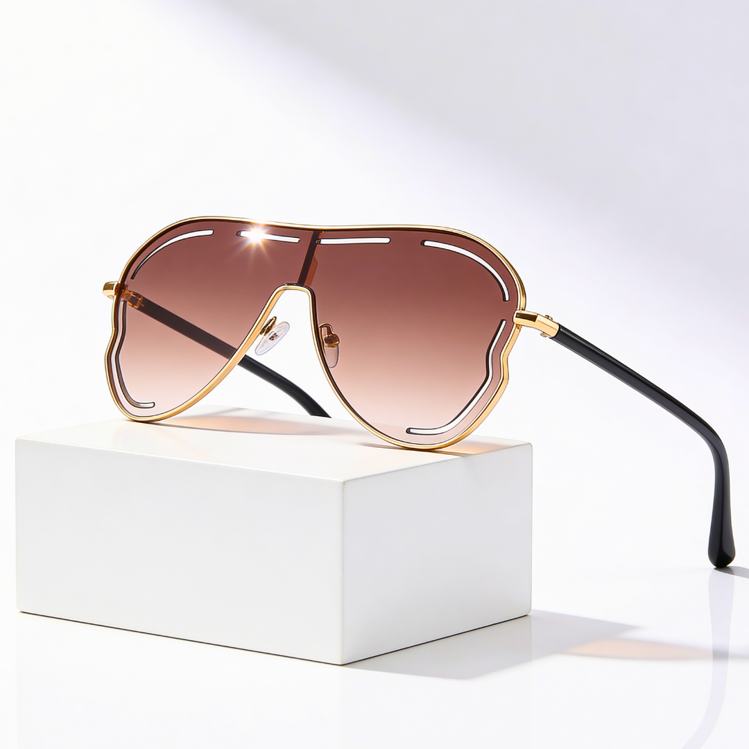 DAHLIA SHIELD | Shield Gradient Aviator Sunglasses | UV400 Gold