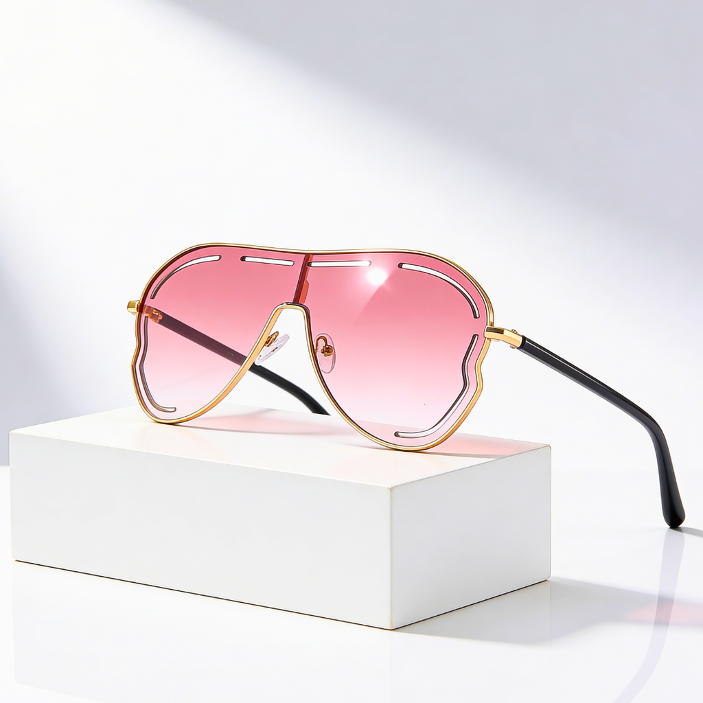DAHLIA SHIELD | Shield Gradient Aviator Sunglasses | UV400 Gold