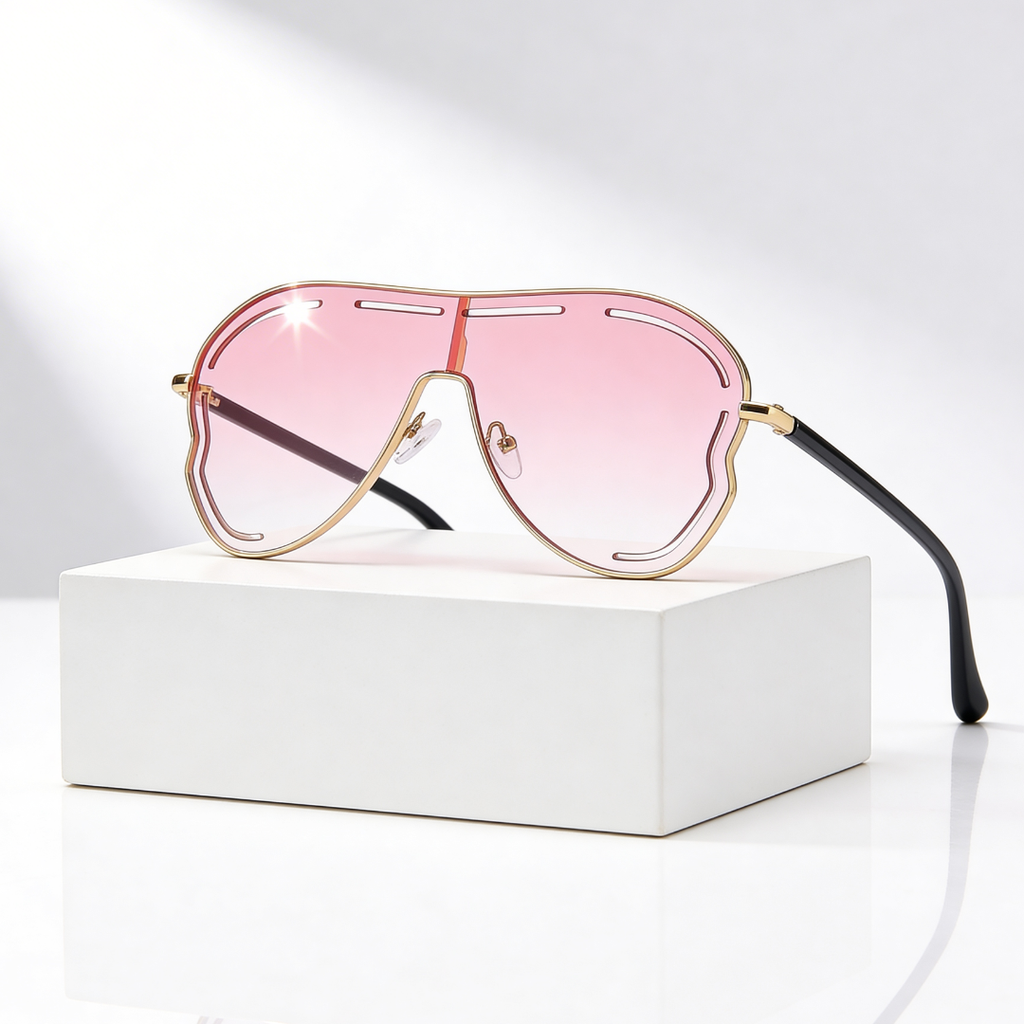 DAHLIA SHIELD | Shield Gradient Aviator Sunglasses | UV400 Gold