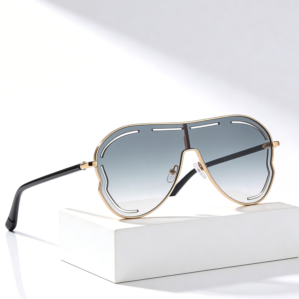 DAHLIA SHIELD | Shield Gradient Aviator Sunglasses | UV400 Gold