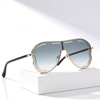 DAHLIA SHIELD | Shield Gradient Aviator Sunglasses | UV400 Gold
