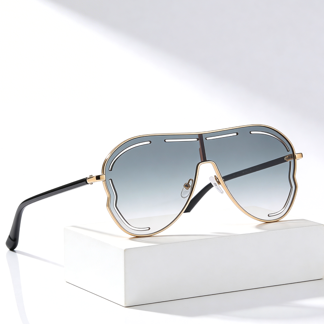 DAHLIA SHIELD | Shield Gradient Aviator Sunglasses | UV400 Gold