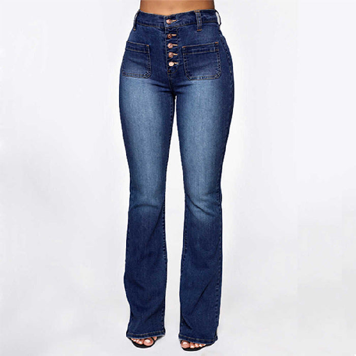 NORELLE | High-Rise Patch-Pocket Wide-Leg Jeans for Women