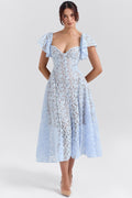 AUSTEN | Blue Floral Lace Midi Dress