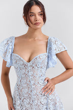 AUSTEN | Blue Floral Lace Midi Dress