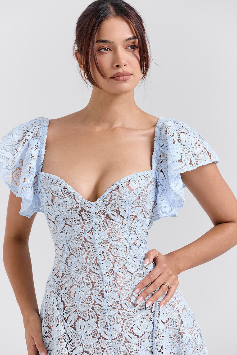 AUSTEN | Blue Floral Lace Midi Dress
