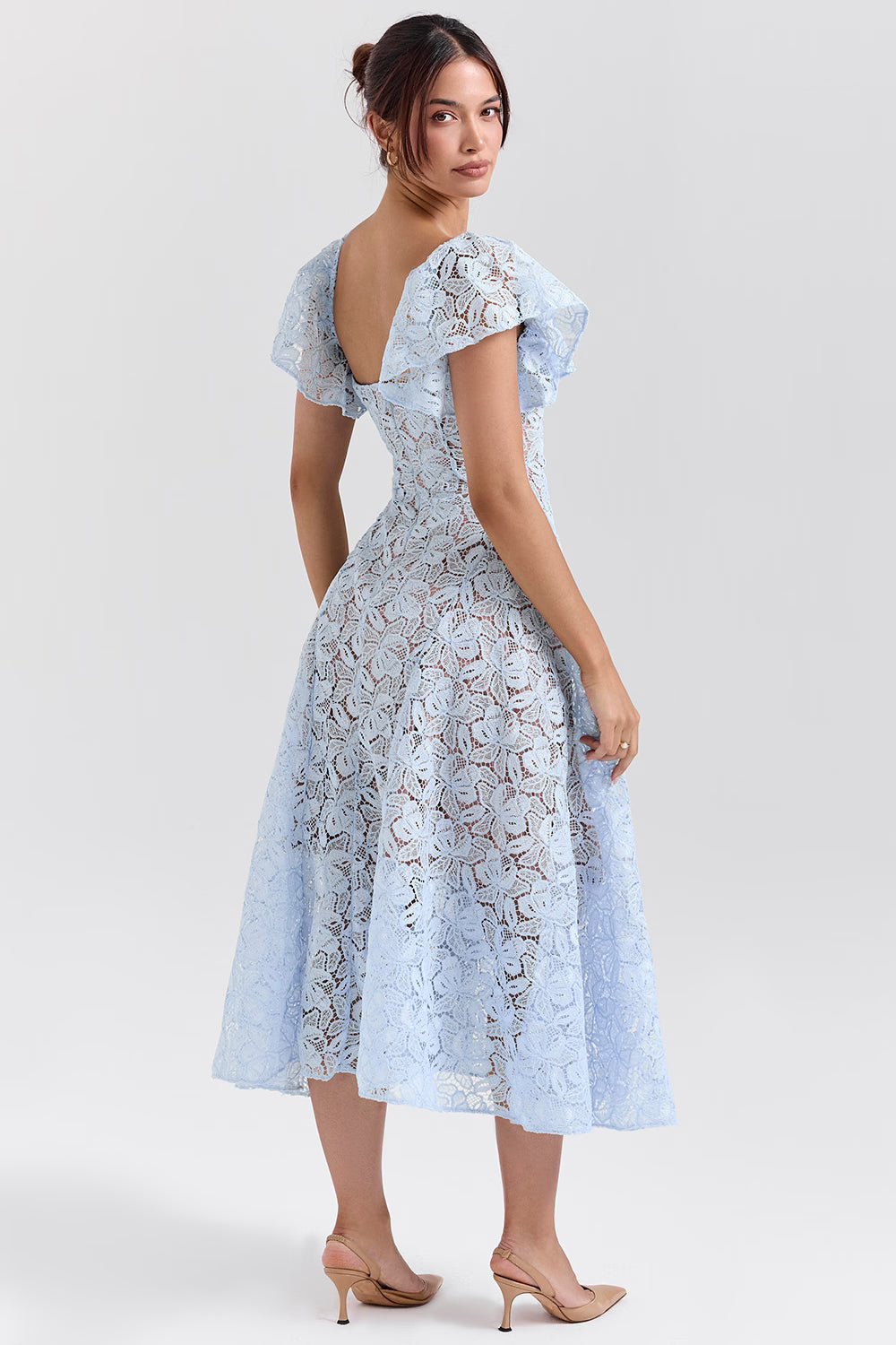 AUSTEN | Blue Floral Lace Midi Dress