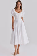 BELLA | White Broderie Anglaise Midi Dress