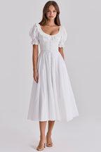 BELLA | White Broderie Anglaise Midi Dress