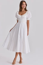 BELLA | White Broderie Anglaise Midi Dress
