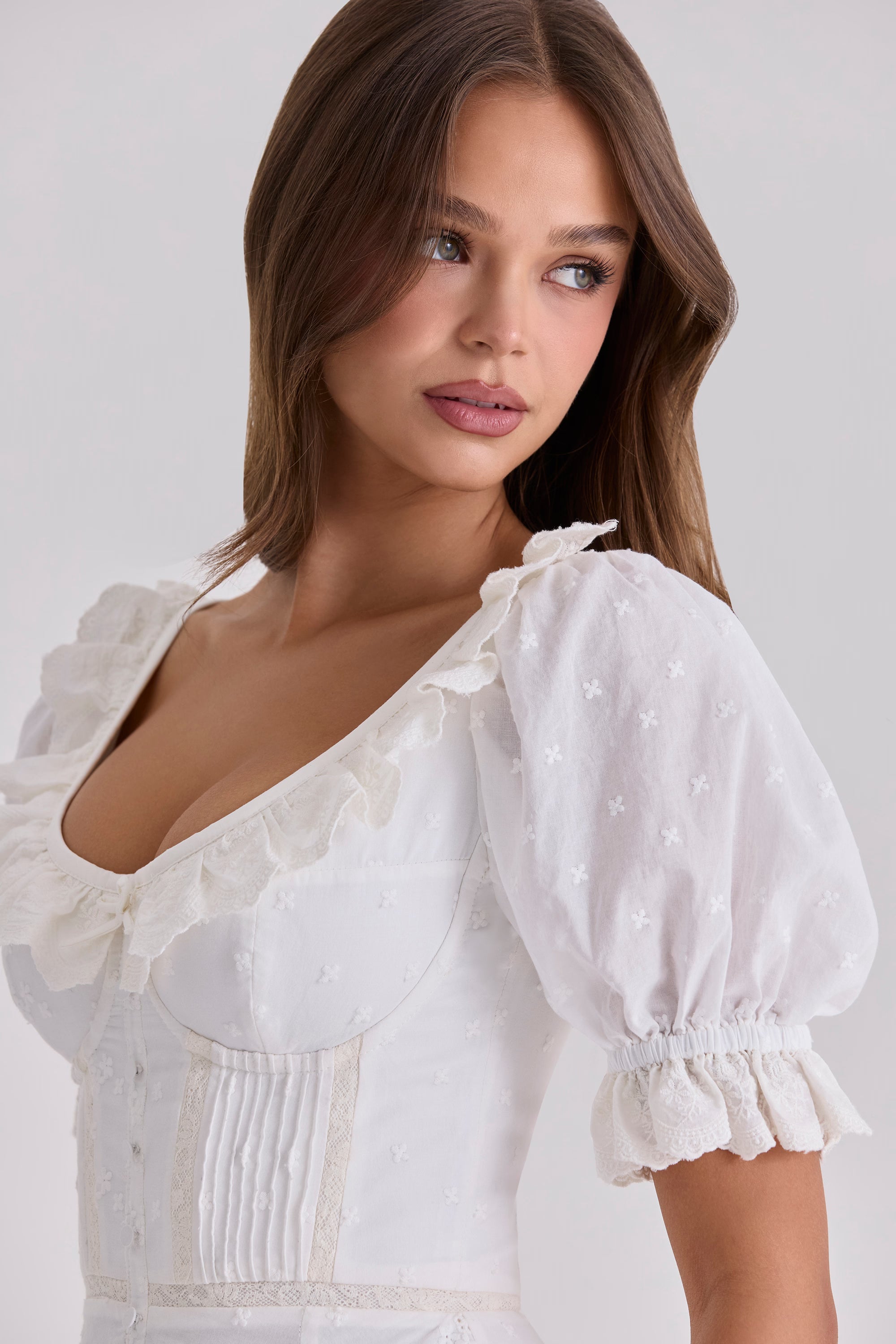 BELLA | White Broderie Anglaise Midi Dress