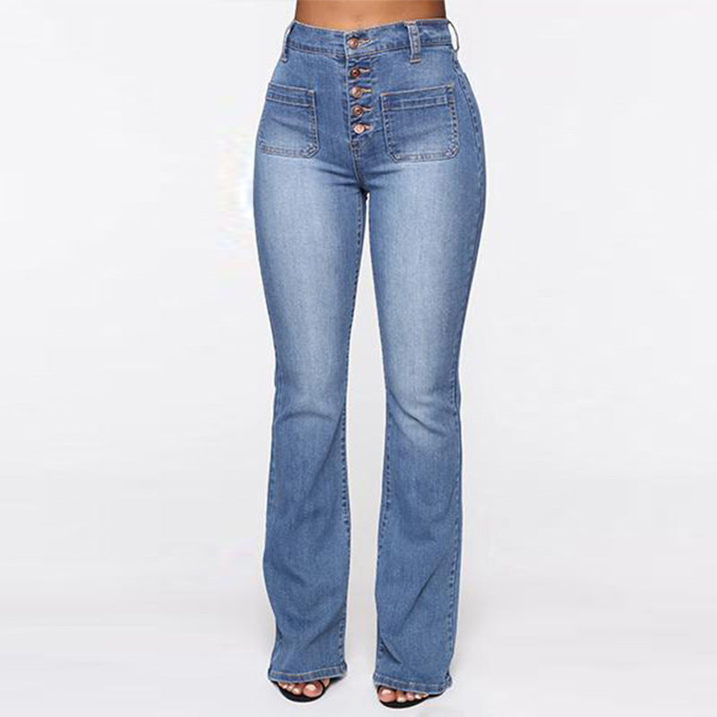 NORELLE | High-Rise Patch-Pocket Wide-Leg Jeans for Women