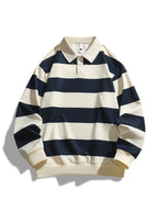 ZOE | Classic Fashion Striped Collar Long Sleeve Sweatshirt