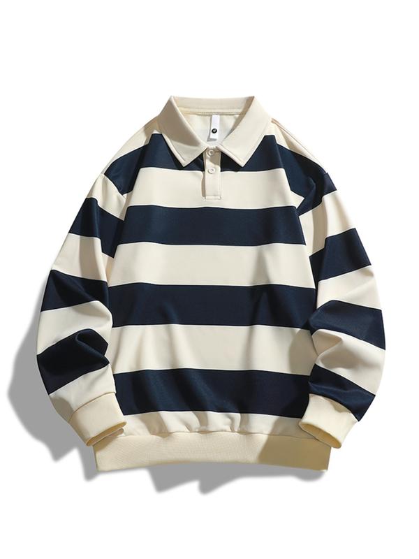 ZOE | Classic Fashion Striped Collar Long Sleeve Sweatshirt