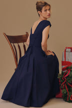RAISA | Navy Lace-Back Corseted Midi Dress