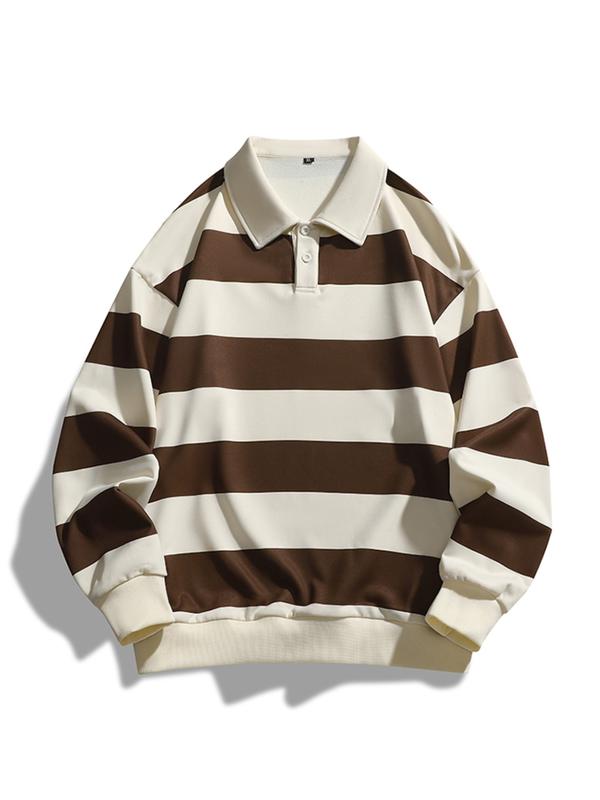 ZOE | Classic Fashion Striped Collar Long Sleeve Sweatshirt