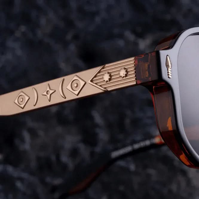 KAIRO CIPHER | Engraved Angular Sunglasses | UV400 No Logo