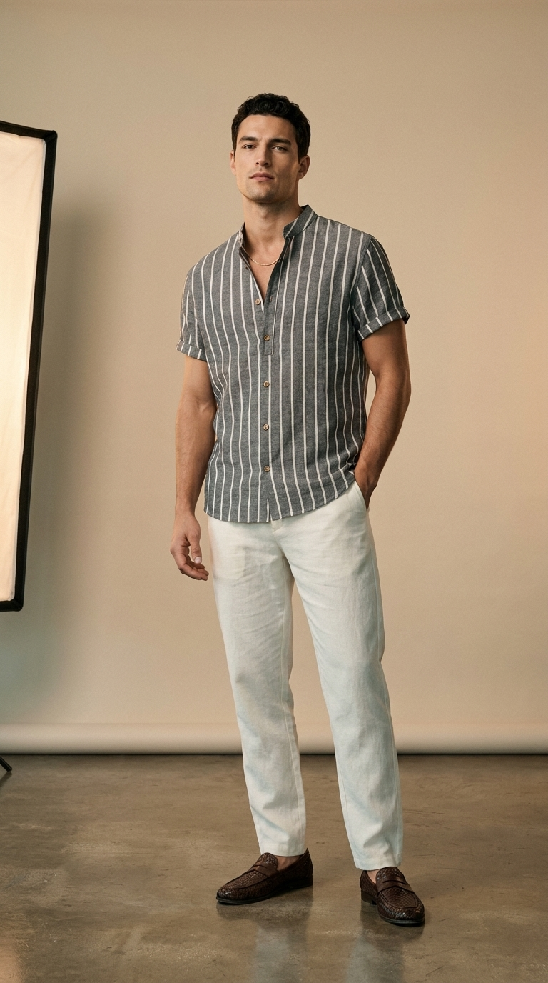 KAEL | Linen Resort Shirt – Tailored Short Sleeve Fit