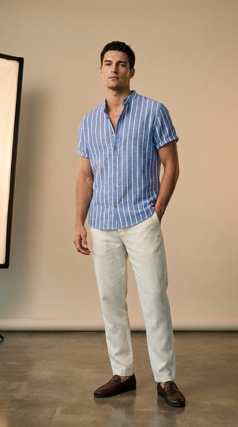 KAEL | Linen Resort Shirt – Tailored Short Sleeve Fit