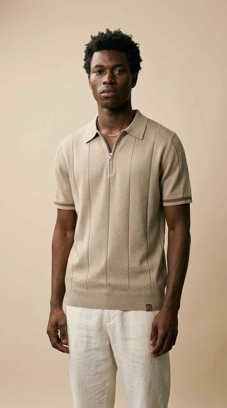 ELRIC | Knit Zip Polo – Relaxed Short Sleeve Summer Fit