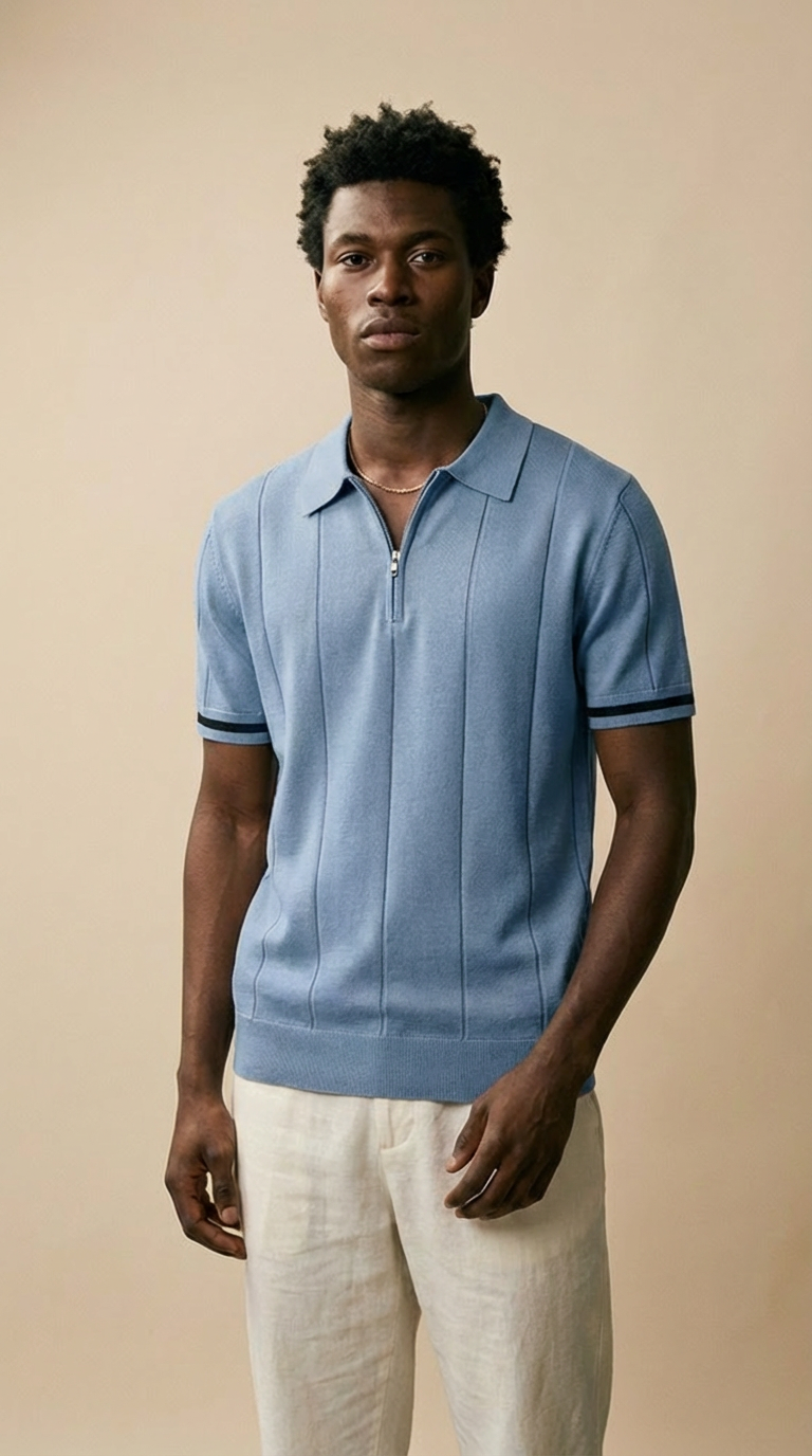 ELRIC | Knit Zip Polo – Relaxed Short Sleeve Summer Fit