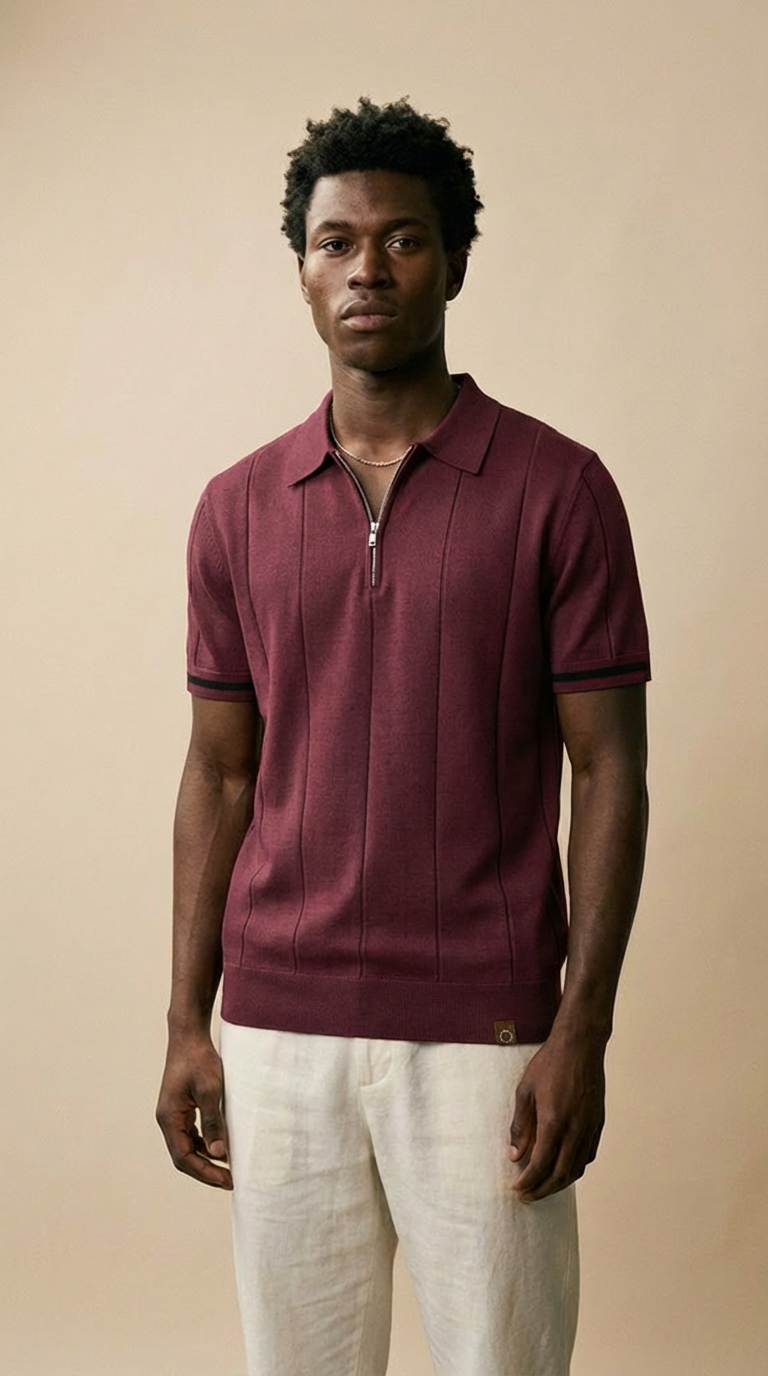 ELRIC | Knit Zip Polo – Relaxed Short Sleeve Summer Fit