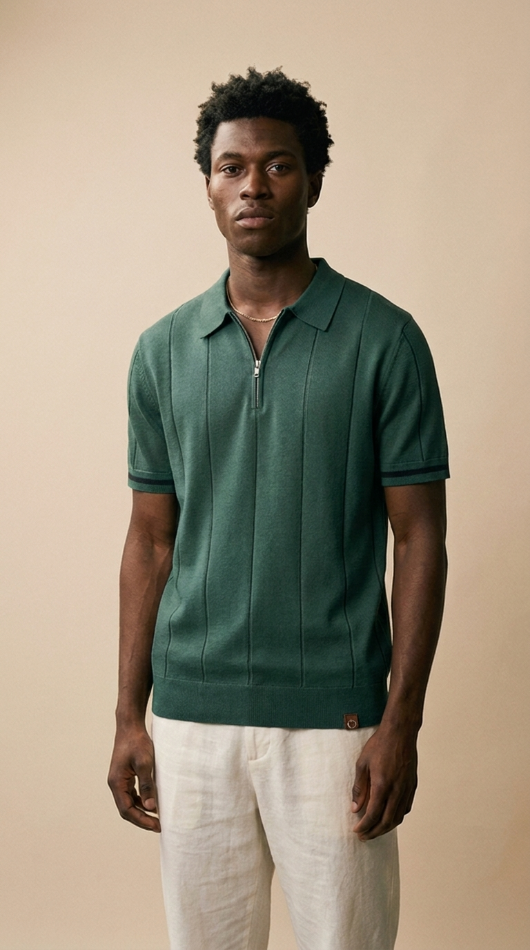ELRIC | Knit Zip Polo – Relaxed Short Sleeve Summer Fit