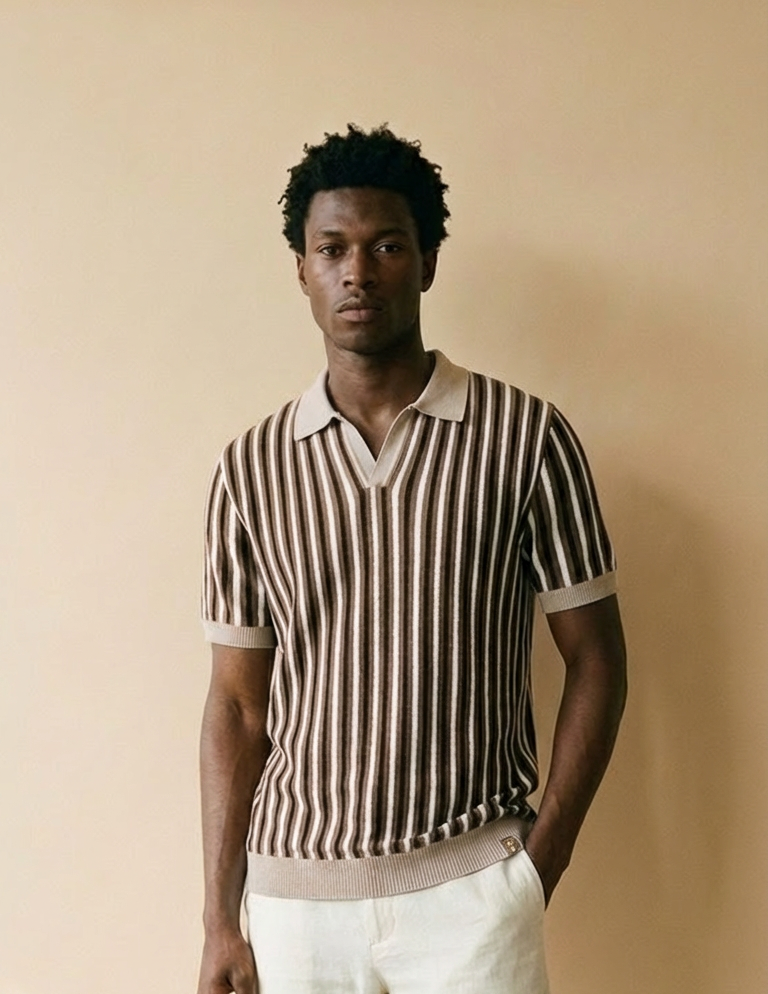 SOREN | Knit Stripe Polo – Slim Fit Short Sleeve Summer Shirt