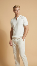 RENZO | Knit Zip Polo – Relaxed Wool Blend Short Sleeve