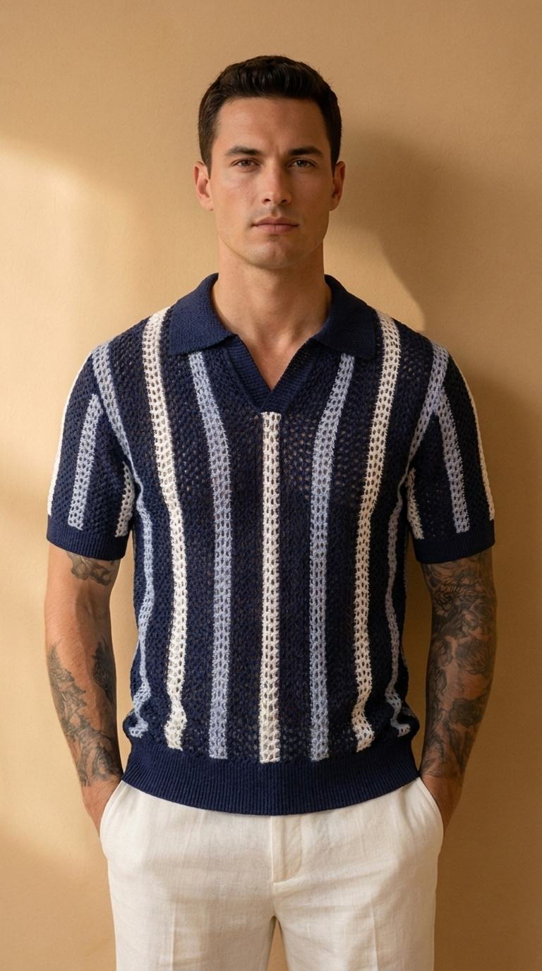 LIOR | Knit Stripe Polo – Regular Fit Summer Short Sleeve
