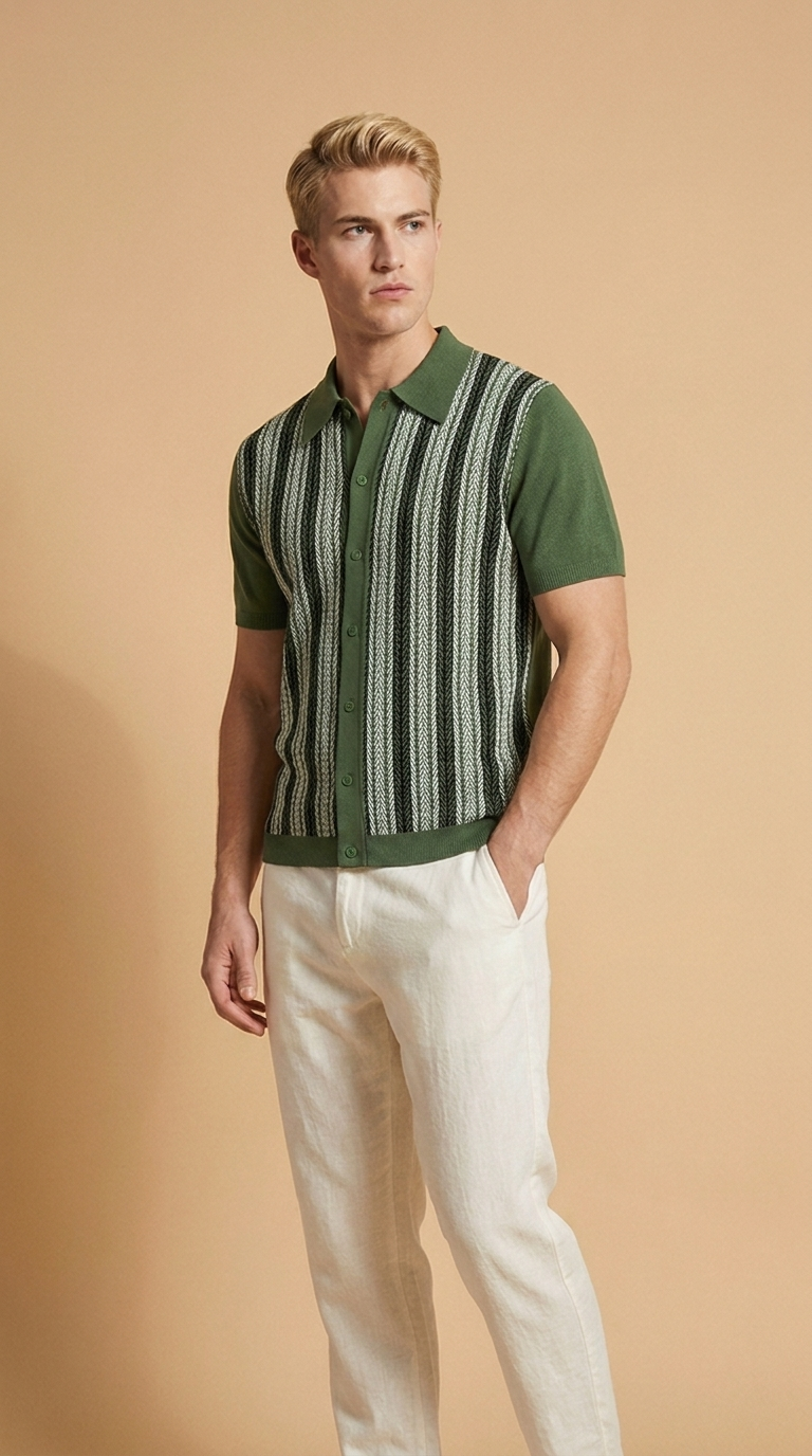 RAFFAELE | Textured Stripe Summer Polo