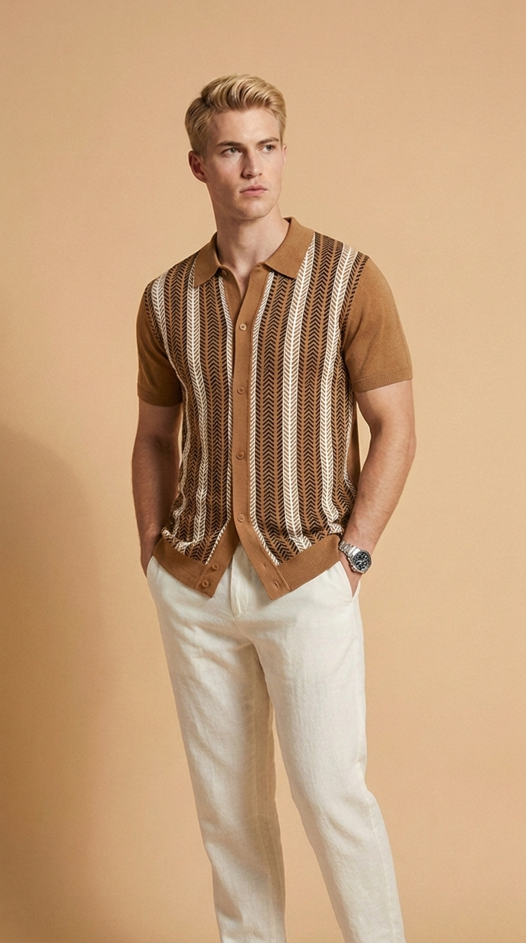 RAFFAELE | Textured Stripe Summer Polo