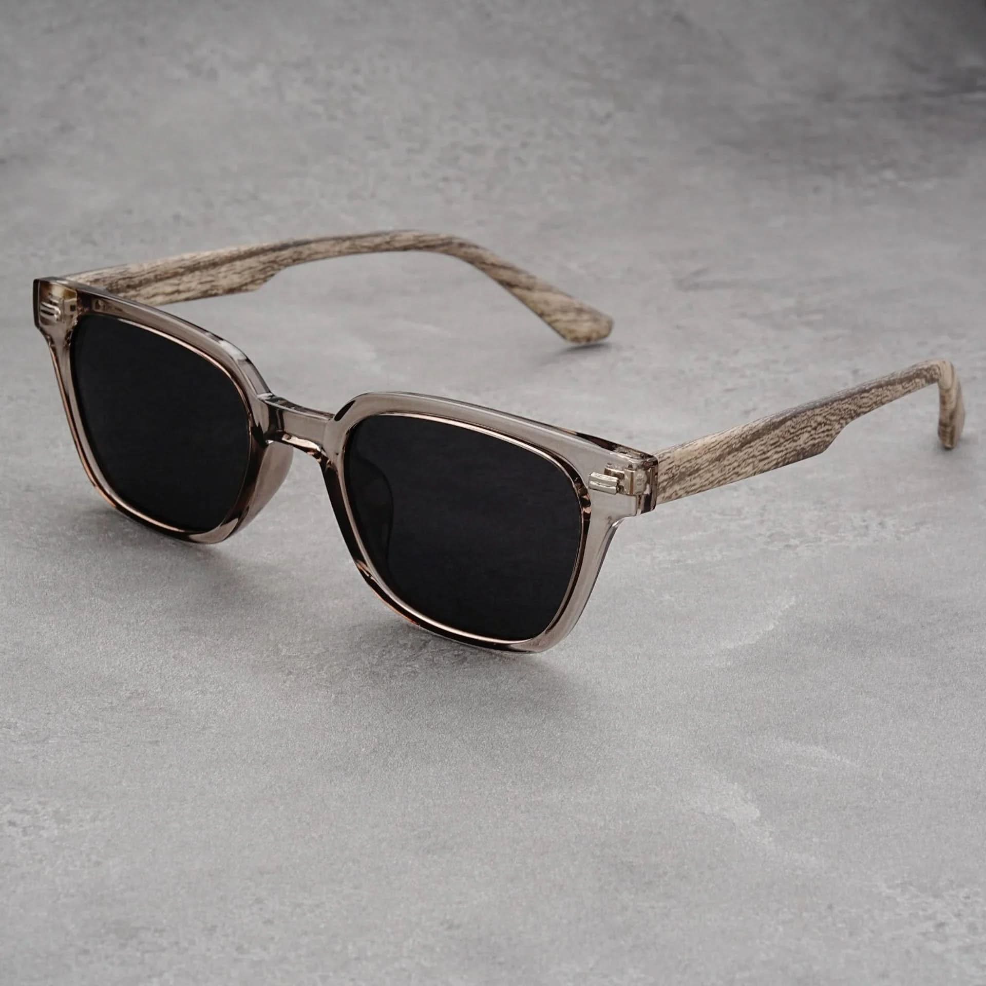 JAXON GRAIN | Wood-Grain Temple Square Sunglasses | UV400